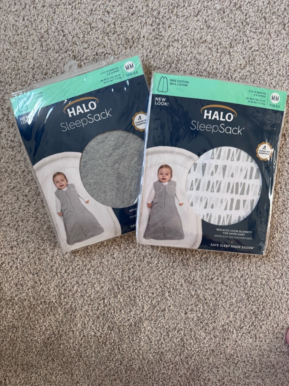 Halo SleepSack Baby Wearable Blanket - Gray & White Pattern